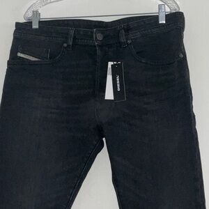 DIESEL BUSTER-X BLACK DENIM TAPERED LEG STRETCH BUTTON FLY 34x32 NWT $195